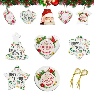 3 inch Blanks Sublimation Ceramic Ornament Ceramic Christmas Ornament for Christmas Tree Decor for DIY