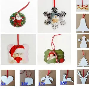 Sublimation Blank Mdf Round Square Snow Christmas Ornaments Decorations Hot Transfer Printing DIY Blank Consumable Xmas Gifts New GG1108