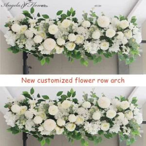 Christmas Decorations 50100CM DIY Wedding Flower Wall Arrangement Supplies Silk Peonies Rose Artificial Floral Row Decor Marriage Iron Arch Backdrop 221203