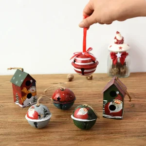 Nordic Iron Santa Claus Bell Pendant DIY Crafts Accessories Painted Children's Gifts Holiday Party Ornaments