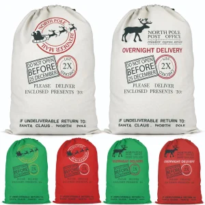 DIY Thermal Transfer Printing Drawstring Bags for 2025 Festival Gifts Storage Christmas Large Canvas Santa Sacks Organic Fabric Decor