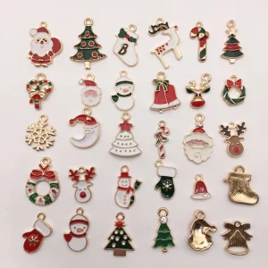 The latest model 1 pack = 30 pcs, Christmas pendant, Christmas tree g alloy pendant, Christmas tree alarm, hair accessory, bracelet, diy jew