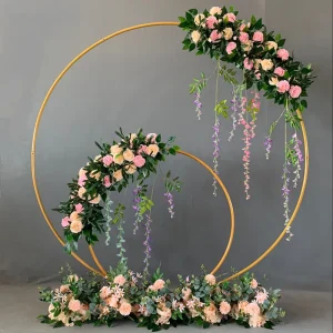 Wedding Decor Props Metal Circle Frame Backdrop Decora Marriage Arch Wrought Iron Shelf DIY Party Decoration Round Flower Stand 201130