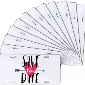 3*6inch 4*7 6*12inches 4 Holes Sublimation Aluminum License Plate Decor Blank White Advertising Plates DIY Custom Logo Car Number Sheet